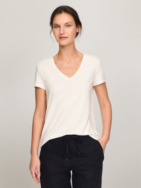 Linen Blend V-Neck T-Shirt