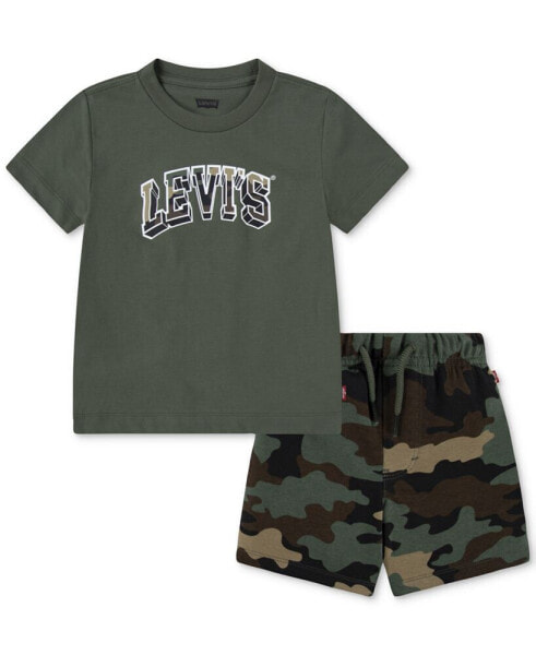 Toddler Boys Camo Logo Tee and Shorts Set