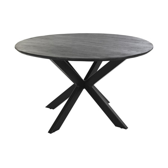 Обеденный стол DKD Home Decor Чёрный Металл Древесина манго 130 x 130 x 76 cm