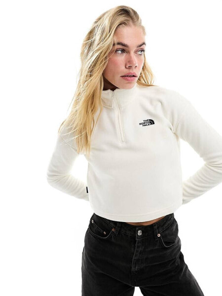 The North Face Glacier 1/4 zip logo fleece in off white