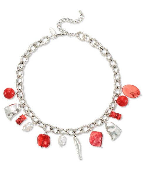 Mixed-Metal Beaded Charm Necklace, 17" + 3" extender, Created for Macy's