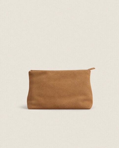 Medium split suede toiletry bag