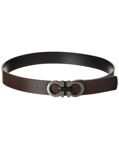 Ferragamo Gancini Reversible & Adjustable Leather Belt Men's Brown 85