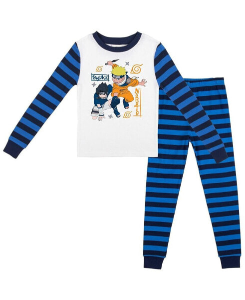 Little Boys Classic Characters Youth Blue Striped Long Sleeve Pajama Set