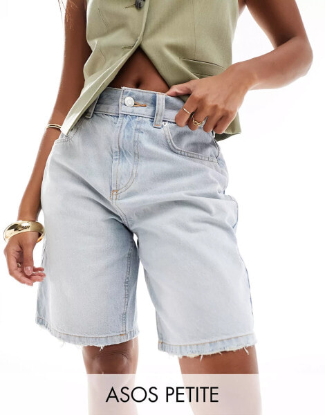 ASOS DESIGN Petite denim bermuda short on lightwash blue