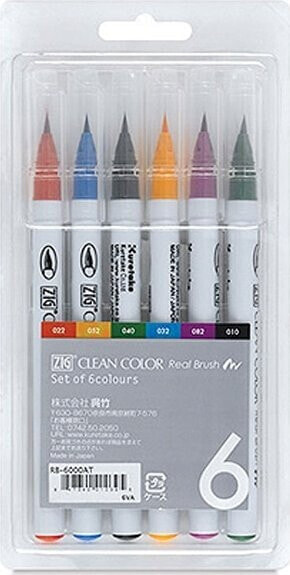 Artequipment Zig Clean Color Pensel Pen Sæt m. 6 stk