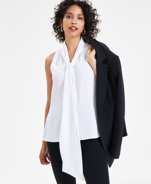 Women's Sleeveless Tie-Neck Blouse, Created for Macy's