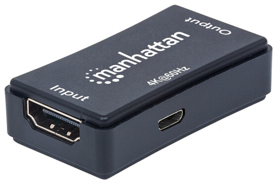 Manhattan HDMI Repeater - 4K@60Hz - Active - Boosts HDMI Signal up to 40m - Black - Three Year Warranty - Blister - 4096 x 2160 pixels - AV repeater - 40 m - Wired - Black - HDCP