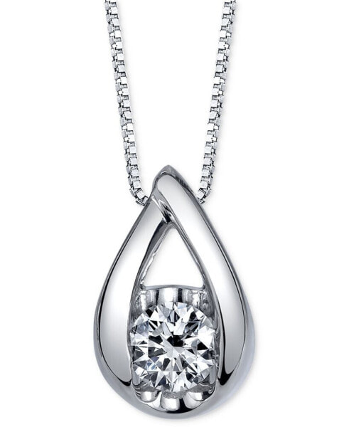 Diamond Teardrop Pendant Necklace (1/5 ct. t.w.) in 14k White Gold or Rose Gold