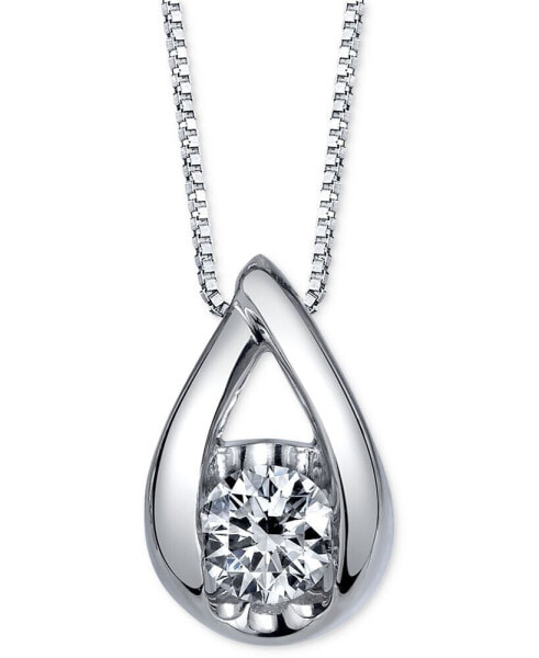 Sirena diamond Teardrop Pendant Necklace (1/5 ct. t.w.) in 14k White Gold or Rose Gold