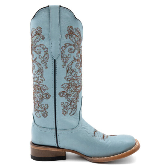 Ferrini Ella Embroidery Square Toe Cowboy Womens Blue Casual Boots 8109325