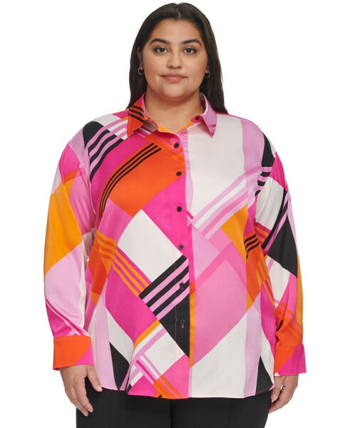 Plus Size Button-Front Blouse, First@Macy’s