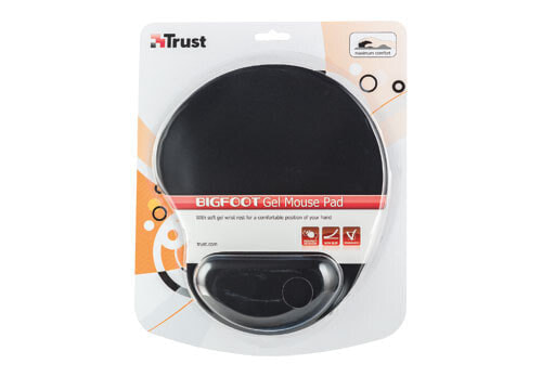 Trust Bigfoot Gel Mouse Pad - Black - Monochromatic - Microfibre - Wrist rest - Non-slip base