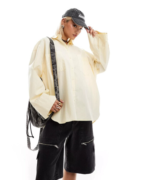 COLLUSION poplin oversized shirt in lemon