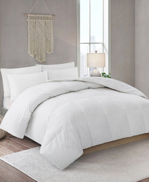Lightweight White Goose Feather and Down Comforter with Duvet Tabs, Twin