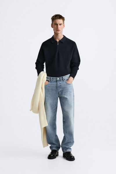 Knit quarter-zip polo shirt