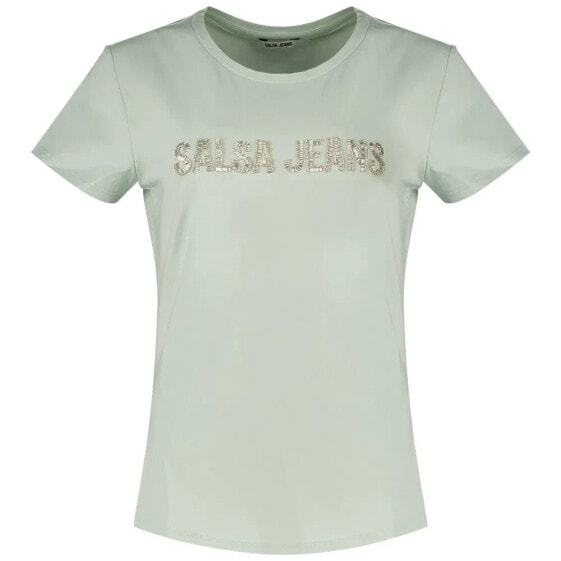 SALSA JEANS Beads Detail Branding short sleeve T-shirt