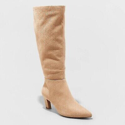 Women's Raye Tall Dress Boots - A New Day Taupe 6