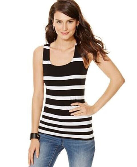 Топ INC Sleeveless Strip Black White