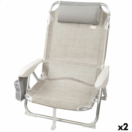 Складной стул с подголовником Aktive Ibiza Бежевый 51 x 76 x 45 cm (2 штук)