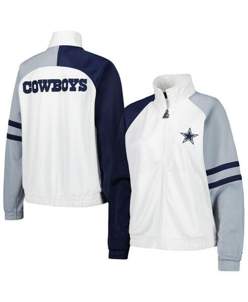 Women's White Dallas Cowboys Curve Ball Raglan Full-Zip Track Jacket