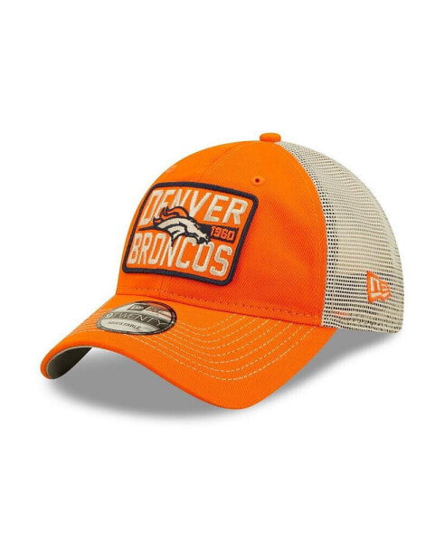 Men's Orange and Natural Denver Broncos Devoted Trucker 9TWENTY Snapback Hat