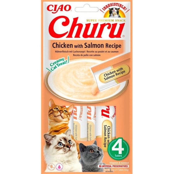 INABA Churu Chicken With Salmon Recipe 4x14g Cat Snack