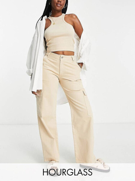 ASOS DESIGN Hourglass cargo jean in stone