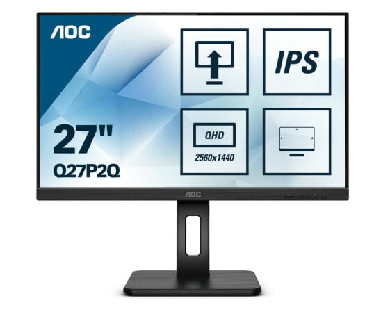 AOC P2 Q27P2Q - 68.6 cm (27") - 2560 x 1440 pixels - Quad HD - LED - 4 ms - Black