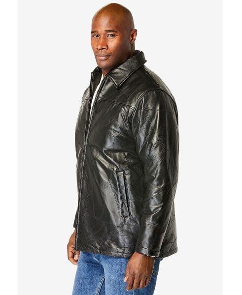 Big & Tall Embossed Leather Jacket