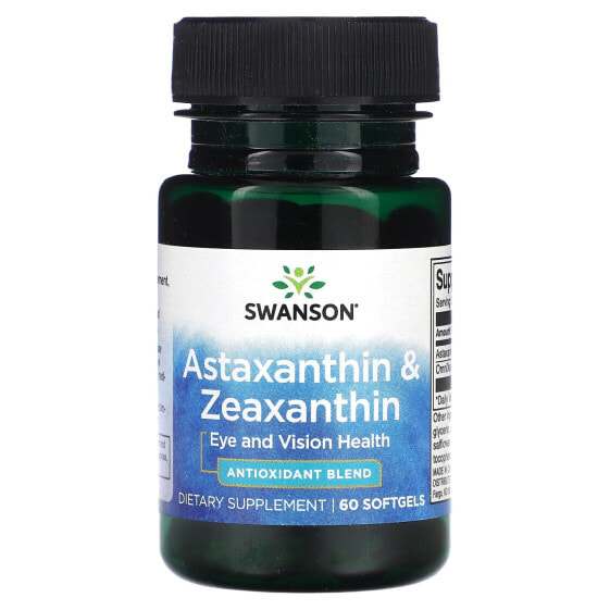 Swanson, Астаксантин и зеаксантин, 60 мягких таблеток