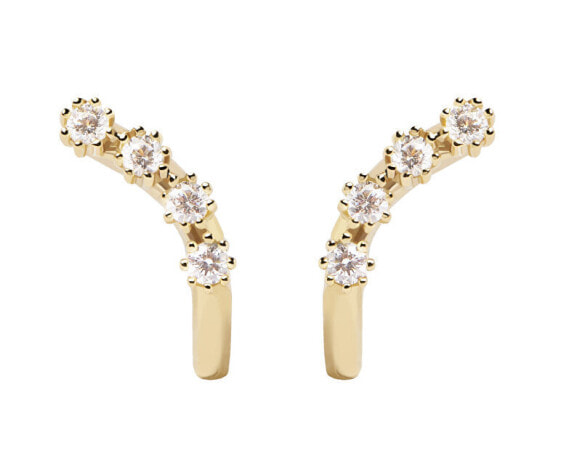Charming gold-plated silver earrings with glittering zircons MOTION Gold AR01-474-U