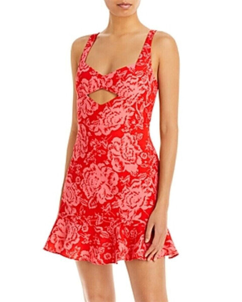 Bcbgmaxazria Floral Print Cutout Mini Dress Red Combo 6