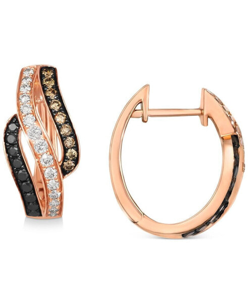 Multicolor Diamond Swirl Hoop Earrings (3/4 ct. t.w.) in 14k Rose Gold