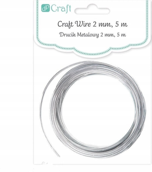 Dekoracja świąteczna DP Craft DRUCIK METALOWY 2 MM, 5 M - SREBRNY