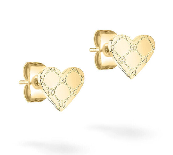 Logomania Heart gold-plated steel earrings TJ-0532-E-08