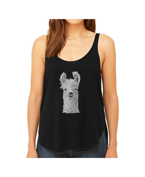 Women's Premium Word Art Flowy Tank Top- Llama