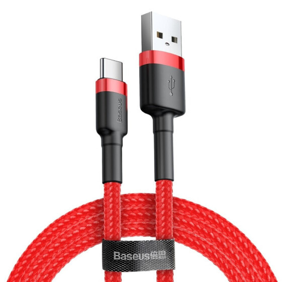 Wytrzymały nylonowy kabel przewód USB - USB-C QC3 3m - czerwony