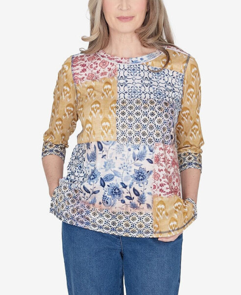 Petite Scottsdale Abstract Patchwork Printed Top