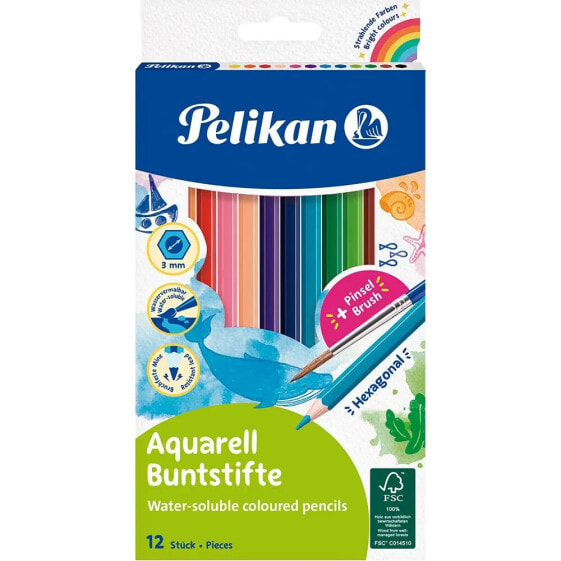 PELIKAN Colored Watercolor Brush 12 Colors pencils