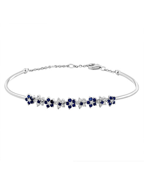 Sapphire (5/8 ct. t.w.) and Diamond (1/3 ct. t.w.) Bangle in 14K White Gold