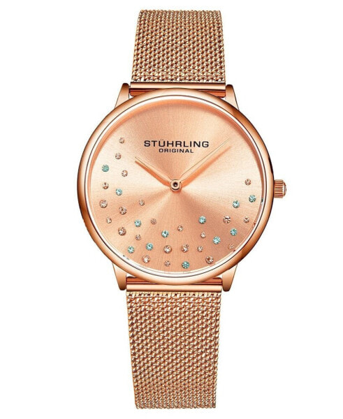 Women's Rose Gold Mesh Stainless Steel Bracelet Watch 38mm