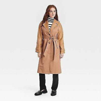 Women's Relaxed Trench Coat - A New Day Brown XS