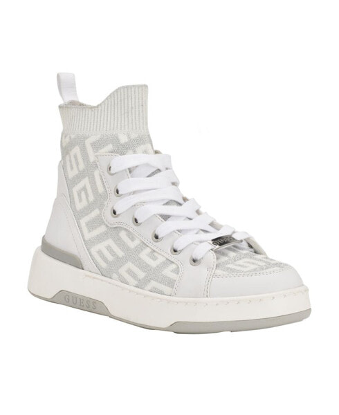 Women's Mannen Knit Lace Up Hi Top Fashion Sneakers