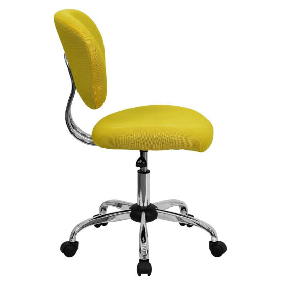 Mid-Back Yellow Mesh Swivel Task Chair With Chrome Base