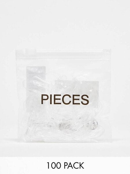 Pieces '100' Pack elastic hair bands in clear