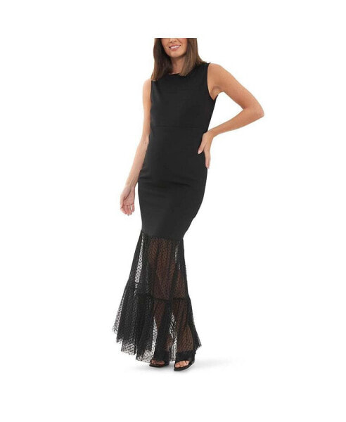 Gwen Mesh Tiered Hem Dress Black