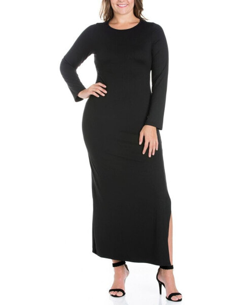 Women's Plus Size Side Slit Fitted Maxi Dress