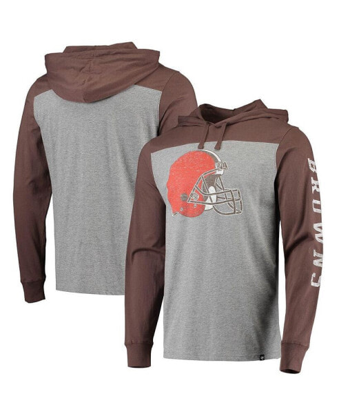 Men's Heathered Gray, Brown Cleveland Browns Franklin Wooster Long Sleeve Hoodie T-shirt