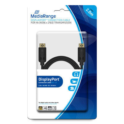 MEDIARANGE MRCS159 - 2 m - DisplayPort - DisplayPort - Male - Male - Gold